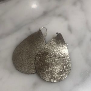 Silver leather drop earrings